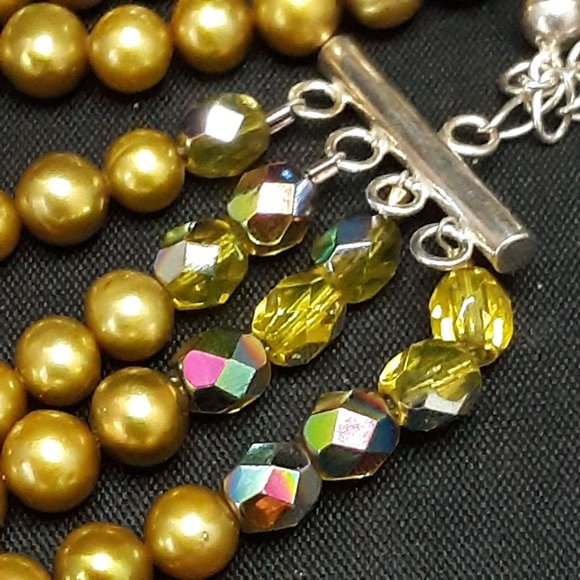 Vintage Sterling Four Strand Cultured Freshwater Pearl Necklace - Picture 9 of 12